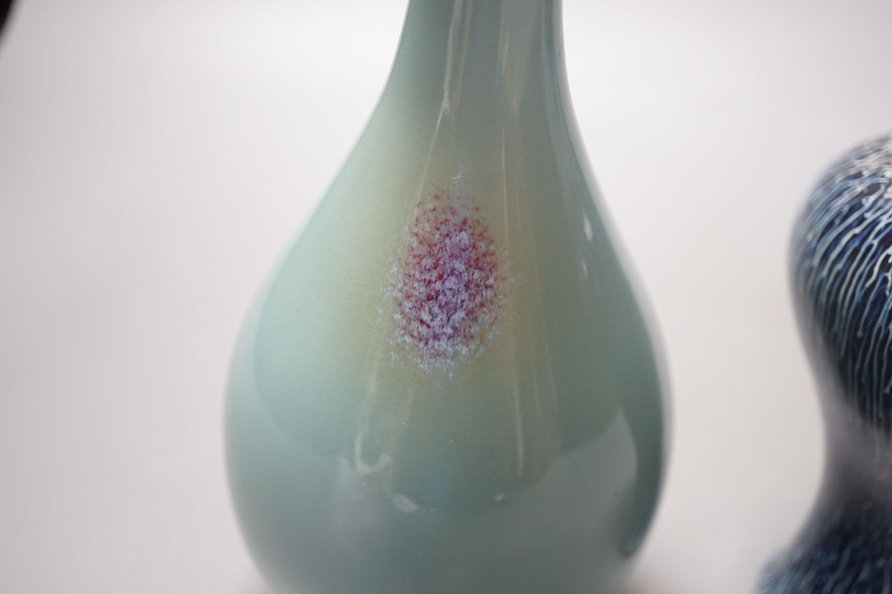 A Chinese turquoise flambe vase and a, flambé meiping, 28 cms high.